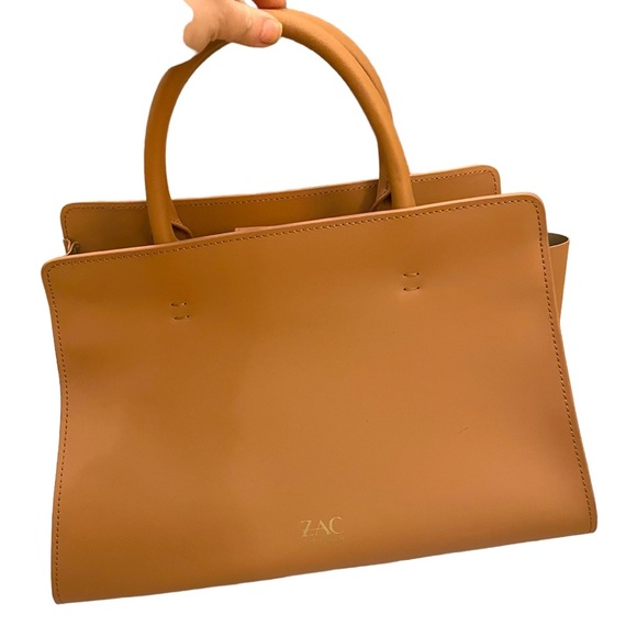 ZAC POSEN - Zac Eartha Top Handle Flower tote - removable strap -tan leather bag - Picture 7 of 9